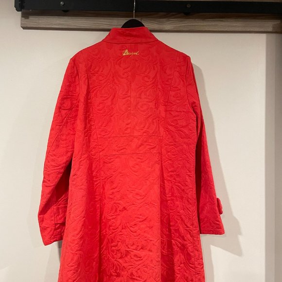 Desigual Jacquard Red Trench Coat - Picture 3 of 4